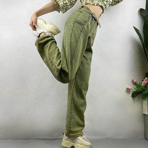 Jeans pour femmes femmes Vintage High Taist Y2k Lace Up Up Patchwork Patchy Baggy Cargo Pantal