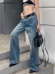 Jeans pour femmes Femmes Vintage Summer Y2K Baggy Droite Trompette Denim Pantalon Taille Haute Corne Pantalon Skorean Vêtements Streetwear