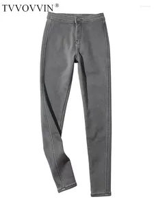 Jeans pour femmes femmes thermos slim smoky gris gris filles épicées pantalon crayon de levage