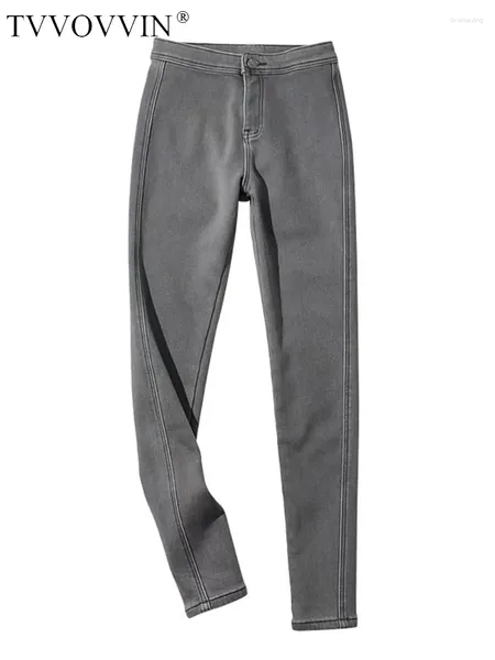 Jeans pour femmes femmes thermos slim smoky gris gris filles épicées pantalon crayon de levage