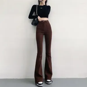 Jeans pour femmes Femmes Bell Bottom Brown avec poches Noir Taille haute S Flare Pantalon Pantalon pour femme évasée jambe large été Emo 90s