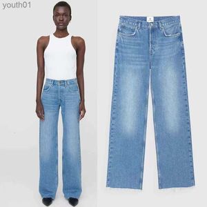 Jeans para mujer Mujeres Bing Hugh Designer Jeans Mujeres Lavado Azul Cintura alta Anines Casual Pantalones de piernas anchas X0909 Marca al por mayor de gama alta 240304