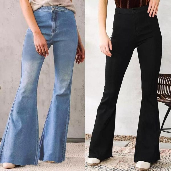 Jeans pour femmes femmes décontractées bleu foncé hauteur haute taille de taure de taille 18 pantalons hauts pour les femmes maigres