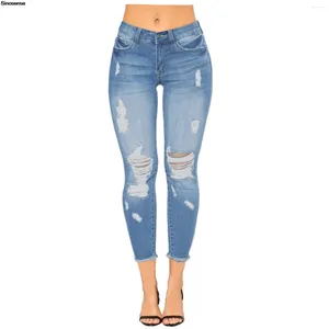 Jeans pour femmes High Rise High Rise Ripped Skinny Stretch Slim Fit Disted Detronted Denim Ankle Pants Y2K Streetwear Crayon