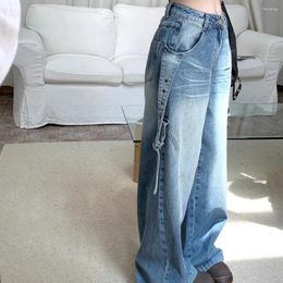 Jeans pour femmes Femmes Taille haute S Pantalon pour femme Jambe droite avec poches Pantalon Moyen Hippie Bonne Qualité Taille X Larg Cool XXL