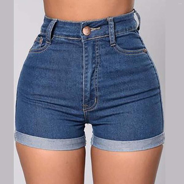 Jeans pour femmes Femmes Jean Salopette Pantalon Denim épais 2023 Shorts européens et américains Bord roulé Chemise boutonnée Femmes