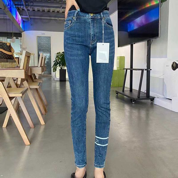 Jeans para mujer Jeans para mujer Diseñador de alta gama ropa para mujer otoño e invierno nuevos jeans elásticos delgados leggings de cintura alta mujeres AHG1 240304