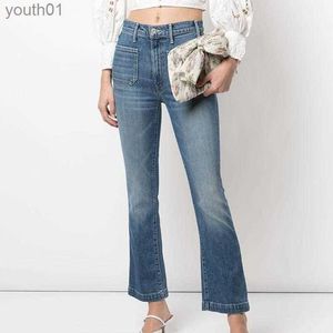 Jeans para mujer Jeans para mujer Madre Otoño Invierno Cintura alta Dos bolsillos Salvaje Nueve puntos Micro-flare 240304