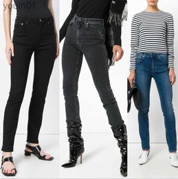 Jeans femme Jeans femme toteme nordique jeans décontractés taille haute élastique Slim petits pieds étroits crayon mince pantalon femme 240304