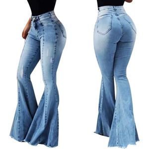 Jeans pour femmes jeans femmes ultra-minces pantalon denim ajusté Bell Bott High Waited Boots Jeans élastiques élastiques Flare Tanter à la mode