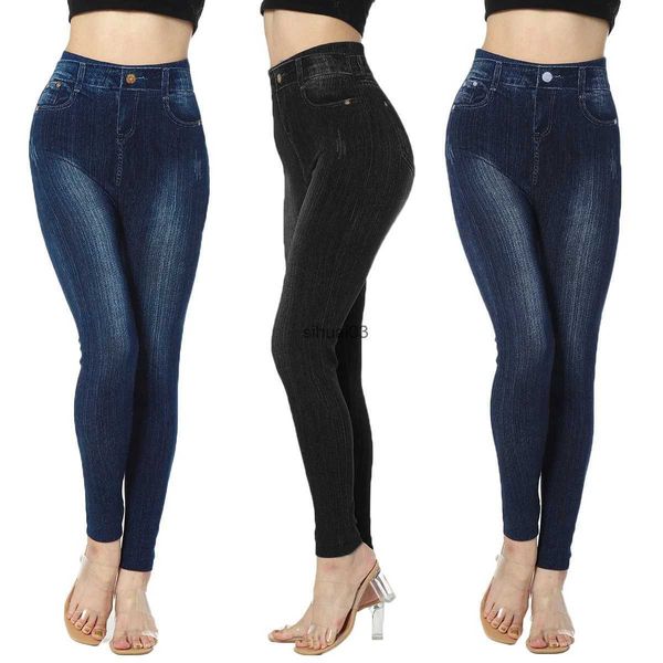 Jeans Femme Femmes Pantalon Jambes Sans Couture Femmes Imprimé Jeggings Coton 2022 Filles Sexy Tricoté Taille Haute Jeans Artificiels Denim Fitness LegsL2403