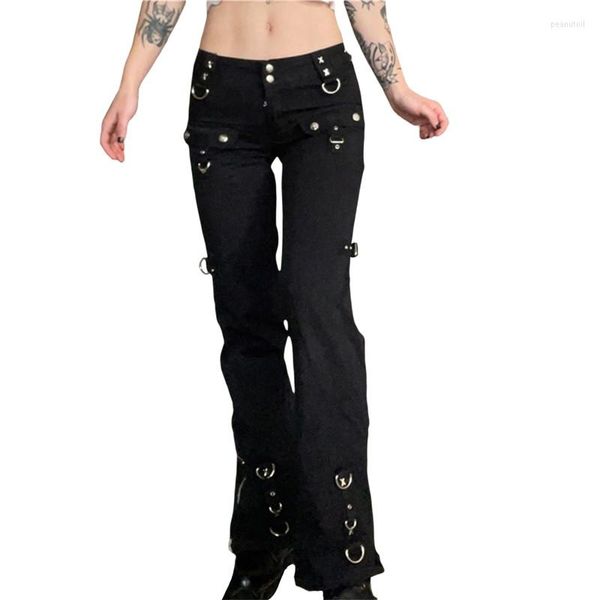 Jeans pour femmes Xingqing Gothic Femmes Baggy Jean Esthétique Zipper Dark Academia Streetwear Punk Casual Denim Pantalon E Girl Pantalon évasé