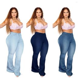 Damesjeans XL-5XL Hoge taille Grote maat Boot Cut Mode Skinny Stretch Denim Uitlopende broek Casual vrouwelijke grote broek