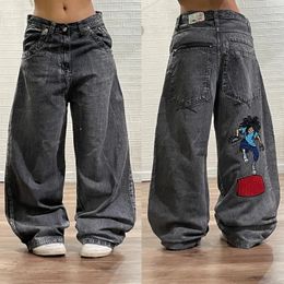 Jeans Femme Y2K Baggy Jeans femmes Hip Hop dessin animé graphique broderie jean années 90 rétro pantalon Harajuku Goth taille haute large pantalon Streetwear 231211