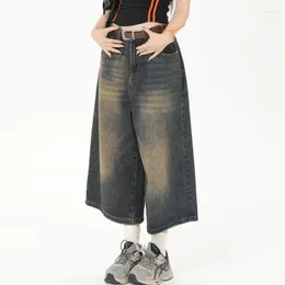 Jeans pour femmes y2k cropped baril femme 2024 shorts de longueur de genou lâches