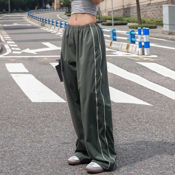 Jeans pour femmes Y2K pantalons de survêtement à cordon femmes Harajuku Stripe Baggy Cargo Pants pantalons à jambes larges Joggers décontracté taille élastique pantalon parachute