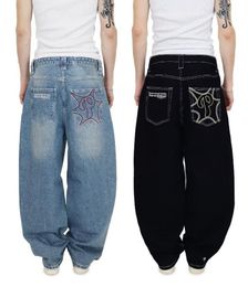 Jeans pour femmes Y2K broderie droite jambe large hommes hiphop streetwear 2023 harajuku lettres décontracté simple baggy jean 230908