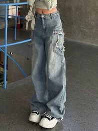 Jeans pour femmes Y2K Emo femmes Streetwear motif étoile surdimensionné pantalon droit Baggy Jeans fée Grunge Hip Hop Denim pantalon vêtements coréens 230510