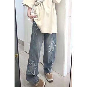 Damesjeans Y2K Emo Dames Street chic Oversized rechte broek met sterpatroon Baggy Jeans Fee Grunge Hip Hop Denim Broek Koreaanse kleding 230215