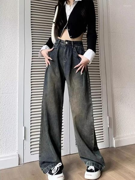 Jeans pour femmes Y2K Mode 2023 Boyfriend Loose Mom Taille haute Pantalon à jambes larges Pantalons de vêtements de rue