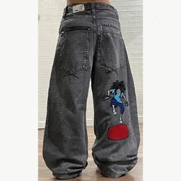 Dames Jeans Y2K Fashion Baggy Cartoon Grafisch Borduren Vintage Broek Harajuku Goth Hoge Taille Brede Broek Streetwear 231219