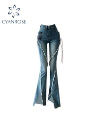 Jeans pour femmes y2k Flare Vintage taille basse fendu pantalon esthétique Streetwear décontracté Cargo pantalon Style coréen en détresse Jean 230715