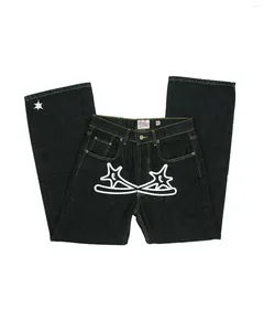 Damesjeans Y2K Harajuku Retro Hip Hop Alfabet Grafische oversized Baggy Jean Denim Black Pants 2024 Gothic brede broek streetwear