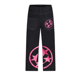 Damesjeans y2k jeans vrouw Harajuku vintage 2023 nieuwe gotische print hiphop trend zwarte baggy jeans mannen vrouwen streetwear high taille jeans 240423