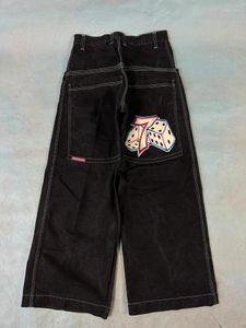 Jeans para mujeres Y2K Jnco Hip Hop Patrón de bordado Hombres Mujeres retro Harajuku High Wisting Leg Wear Streetwear