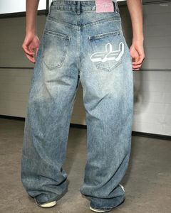Jeans pour femmes y2k motif imprimé rétro rétro harajuku mode hip-hop tendance street pantalon denim décontracté