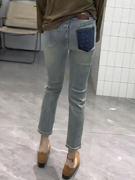 Jeans para mujer Y2k Cuerpo en forma de pera Ropa ligeramente gorda Talla grande Pierna recta Niños Pantalones de tubo de humo Cintura alta Estiramiento delgado 20