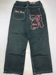 Jeans para mujer Y2K letra personalizada calle hiphop jean sueltos pantalones rectos de pierna ancha hombres tendencia moda Harajuku pantalones de mezclilla 230323