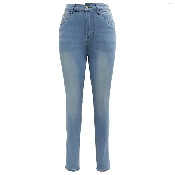 Pantalones vaqueros de las mujeres Y2K Streetwear Slim Fit largo Denim lápiz pantalones de cintura alta moda flaco levantamiento de cadera pantalones