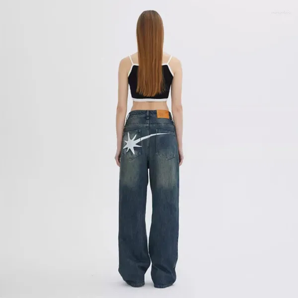 Jeans pour femmes Y2K Vintage Taille Haute Harajuku Bleu Pantalon Lâche Mode Coréenne Femmes Large Jambe Surdimensionné Denim Pantalon Femme Vêtements