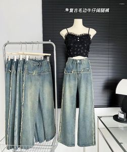 Jeans pour femmes y2k vintage large jambe denim pantalon femmes femmes esthétique haute taille street street streetwear maman femme