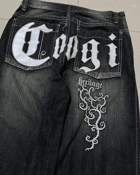 Jeans para mujer Y2K Mujeres Hip Hop Letra Impresión Vintage Patrón Baggy Streetwear Pantalones de mezclilla Casual Talle alto Pierna recta