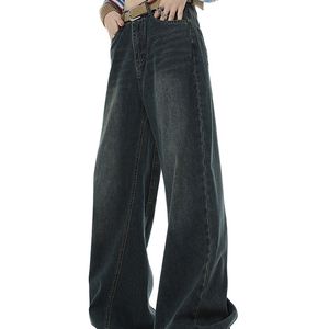 Women's Jeans Y2K jean femme automne/hiver Vintage taille haute jambe large pantalon en denim poches mode ample Harajuku pantalon droit vêtements de rue 230404