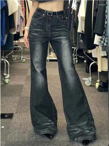 Jeans pour femmes Yedinas American Retro Mom High Waist Denim Femmes Bell Bottom Flare Pantal