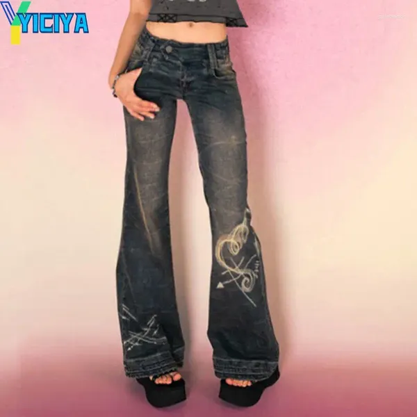 Jeans para mujer YICIYA Flares Y2k Vintage Pantalones largos con corte de bota Jean de gran tamaño de cintura baja pantalones holgados moda 2023