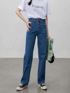 Jeans Femme Zhisilao Jeans droits décontractés femmes 2022 mode lâche taille haute Denim femmes pantalon automne poche bleu jean J240306