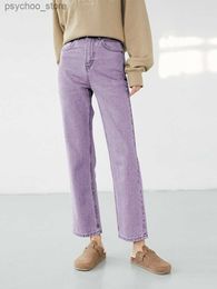 Jeans de mujer ZHISILAO New Purple High Cintura Jeans rectos Mujeres Vintage Boyfriend High Street Pantalones de mezclilla de cuerpo entero Streetwear Q230901