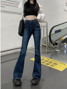 Jeans para mujer Cremallera Arte Harajuku Versátil Pantalones de primavera Lavado oscuro Tubo recto de moda Lazy