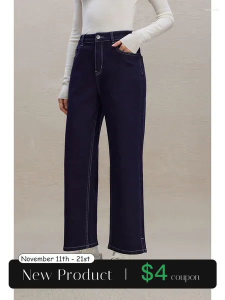 Jeans de mujer Ziqiao Estilo casual Tubritch de tubo recto para mujeres 2024 Pantalones de nueve puntos de otoño y invierno