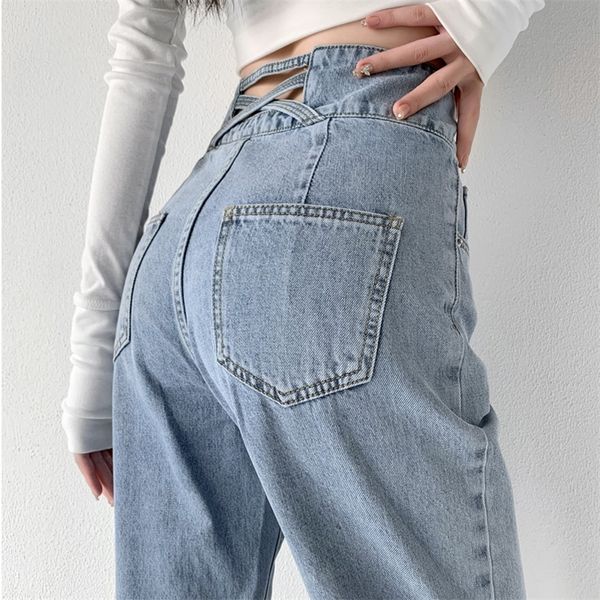 Jeans para mujer ZOENOVA Moda casual Pierna recta Denim Bottom Y2K Harajuku Novio Largo Cintura alta Baggy Jean Pantalones de otoño Azul 220907