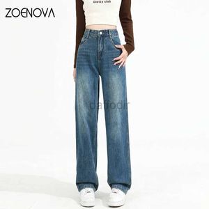 Damesjeans ZOENOVA Y2K 2023 Elegante rechte jeans Dames losse drapering met wijde pijpen Dweilen Rechte casual broek Klassiek Veelzijdige Mom Jean 24328