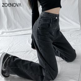 Mujeres S Jeans Zoenova Y2K 2023 Ropa de mujer Cross Cross Cross anchos Pantalones de piernas anchas elegantes Corea Corea Camina de viaje en holgura 230322