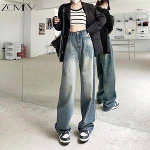 Jeans para mujeres Zomry Tasal Birthuser Primavera 2024 Moda de la pierna ancha Damas rectas Ropa de damas Y2K Pantalones Retro Streetwear