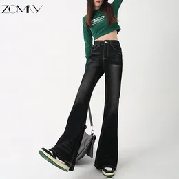 Damesjeans Zomry Reduceren High Street American Retro Flared Pants Dames taille broek Pantaloni Casual Koreaanse mode