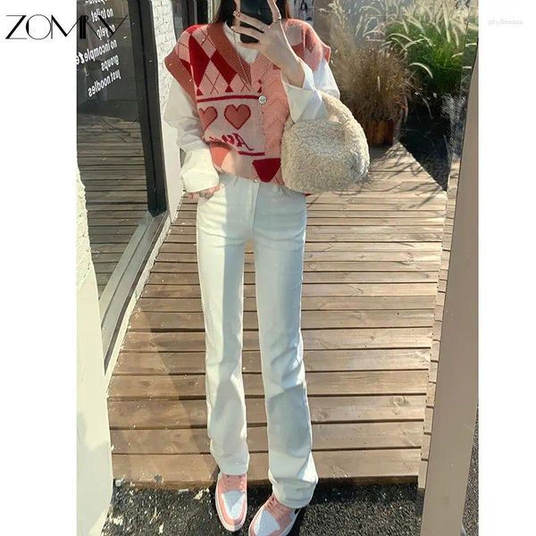 Jeans de mujeres Zomry Estiramiento Ropa recta suelta y tapa delgada La carne Simple Match Match Casual Pant 2024 Spring Fashion