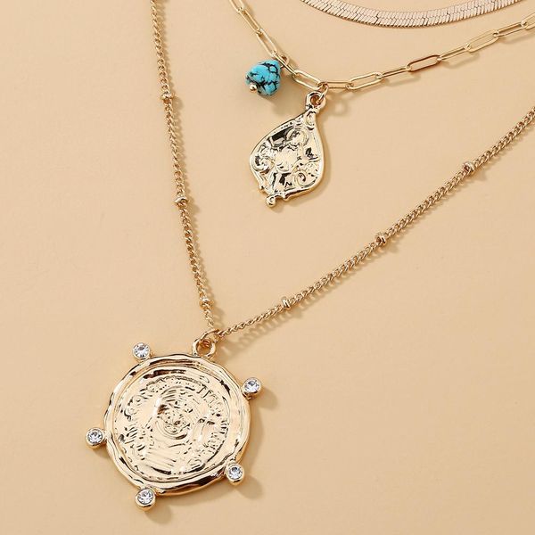 Bijoux pour femmes offre spéciale multicouche empilé Portrait roue pendentif chaîne plate personnalisé tour de cou peut être divisé femmes collier